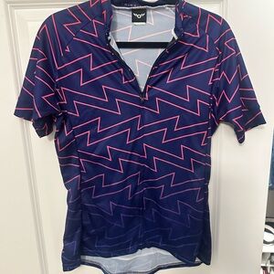 Blue and Pink Zigzag Cycling Jersey